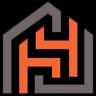 House logo with orange letter H inside gray home outline